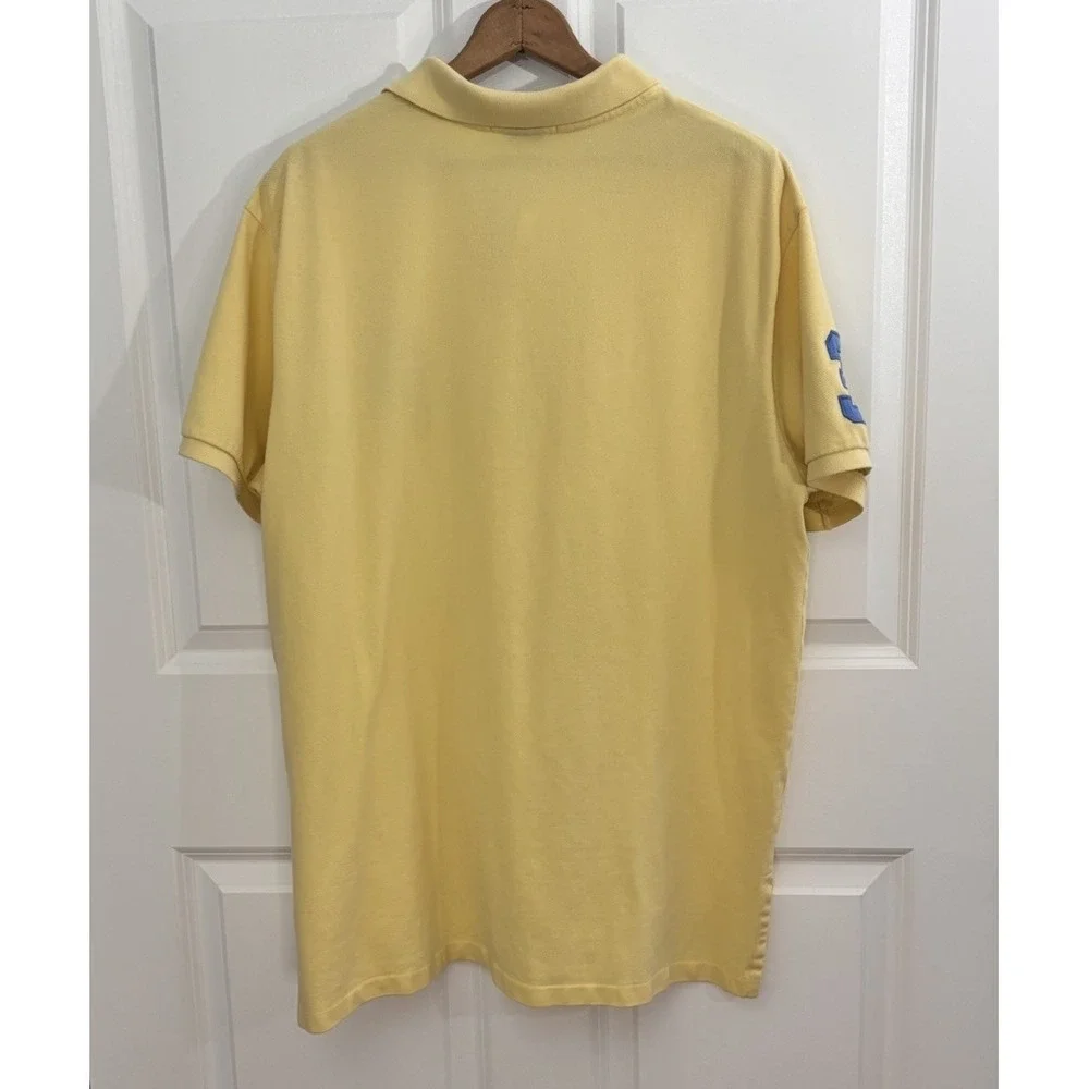 polo ralph lauren custom fit XXL Yellow Big Pony‎ Shirt Blue Logo #3 0489